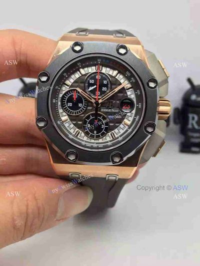 Swiss Audemars Piguet Michael Schumacher Royal Oak Offshore Black Leather Band Watch